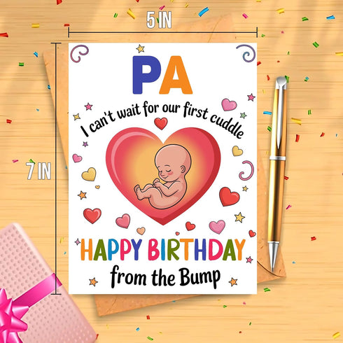 Moonlit93 Pa - I Can't Wait For Our First Cuddle Happy Birthday From The Bump! Card - Ideas Birthday Card For Pa