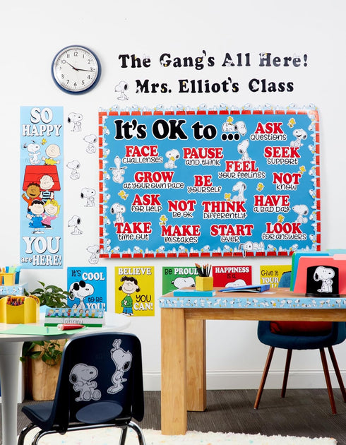 Eureka Peanuts Snoopy It's Ok to… Classroom Bulletin Board Set for Teachers, 42 Pieces by Eureka