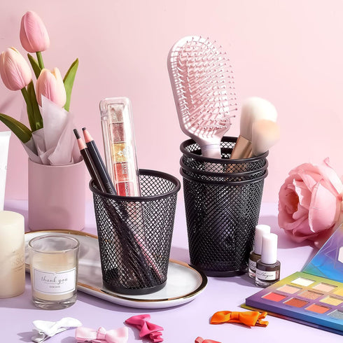 Henoyso 36 Pack Mesh Pencil Holder, Wire Mesh Pen Cup, Black Pen Organizer for Desk, Metal Pencil Cup, Makeup Brush