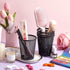 Henoyso 36 Pack Mesh Pencil Holder, Wire Mesh Pen Cup, Black Pen Organizer for Desk, Metal Pencil Cup, Makeup Brush