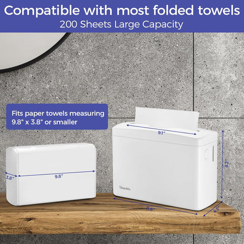 Countertop Commercial Stardrix Paper Towel Dispenser, White Hand Towel Holder for Multifold/C-Fold/Z-Fold Towels
