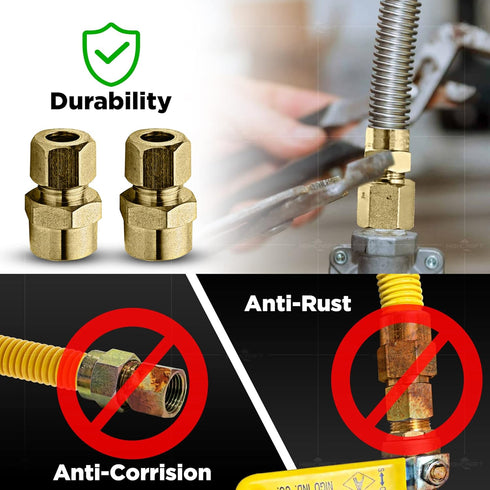 Gas Connector 24 inch Yellow Coated Stainless Steel, 5/8" OD Flexible Hose for Gas Range, Stove