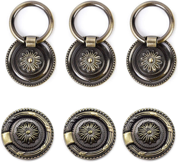 YankMooM Antique Drawer Pulls Bronze Dresser Pull Rings Round Drawer Handles Vintage