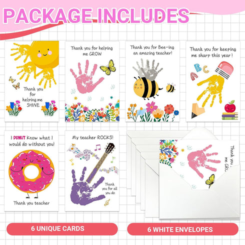 6 Pack Teacher Appreciation Cards - Teacher Thank You Cards with Envelopes Thank You Teachers Card Bulk from Students
