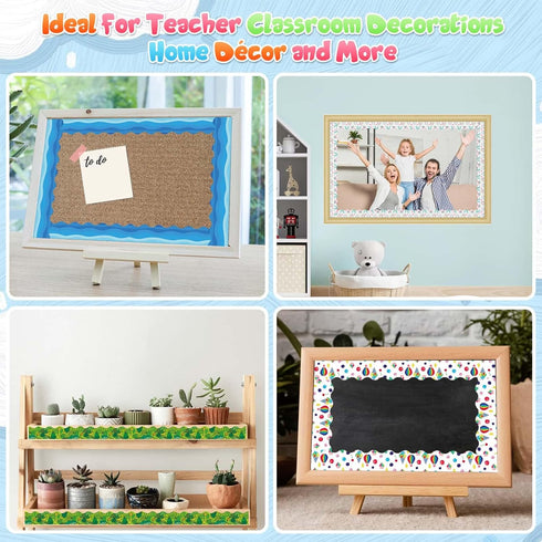 Bulletin Board Border Trim Spring Borders Colorful Summer Blue Ocean Hot Air Balloon Rainbow Removable Blackboard