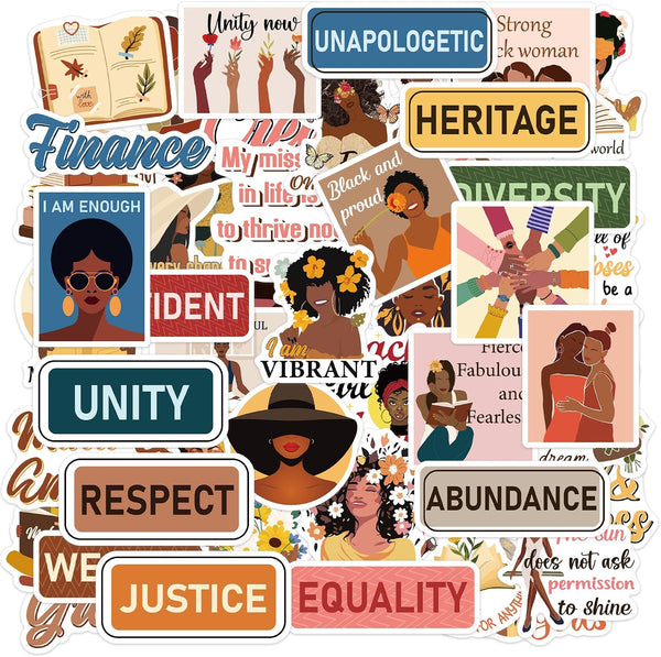 50PCS Black Girl Stickers, Black Women Empowerment Quote Stickers for Women Teens,