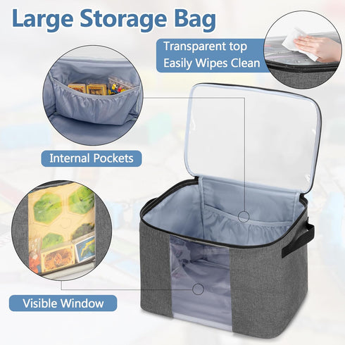 6pcs Rexmica Board Game Storage Bag with Zipper Bags, Board Game Organizer and Storage with Cover for Office Supplies