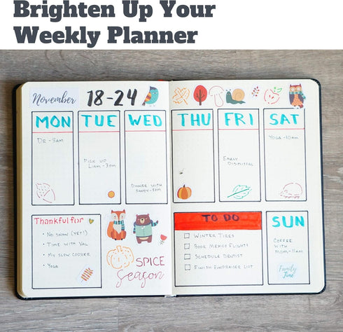 Seasons & Holidays Planner Stickers & Stencils, 22 Sheets Cute Stickers and 6 Stencils for Journals Scrapbooks