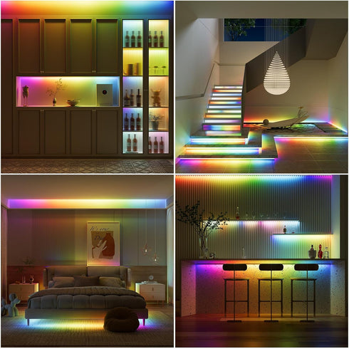 18ft 12V RGB Smart IC COB LED Strip Light Addressable Chasing Color LED Light Strip Multicolored Flexible RGB Lights