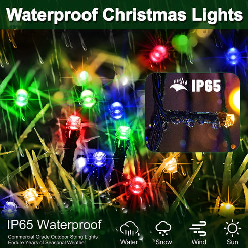 50 16.4Ft String Lights with Timer, Christmas Outdoor String Lights LED Waterproof Lights for Xmas Tree Wreath Garland