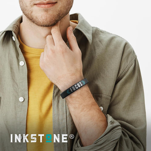 Inkstone 6-Pack Motivational Silicone Wristbands - Success, Achieve, Focus - Adult Unisex Size for Men Women