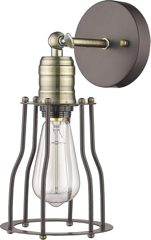1 6" Industrial-Style Light Rubbed Bronze Wall Sconce Wide