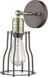 1 6" Industrial-Style Light Rubbed Bronze Wall Sconce Wide