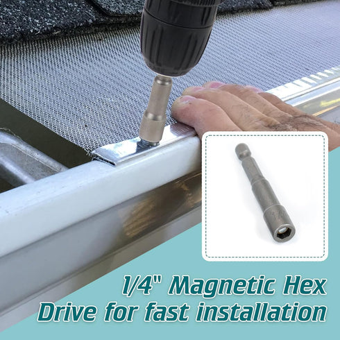 100PCS Stainless Steel Self-Drilling Screws with 1/4" Magnetic Hex Driver for Gutter Guard