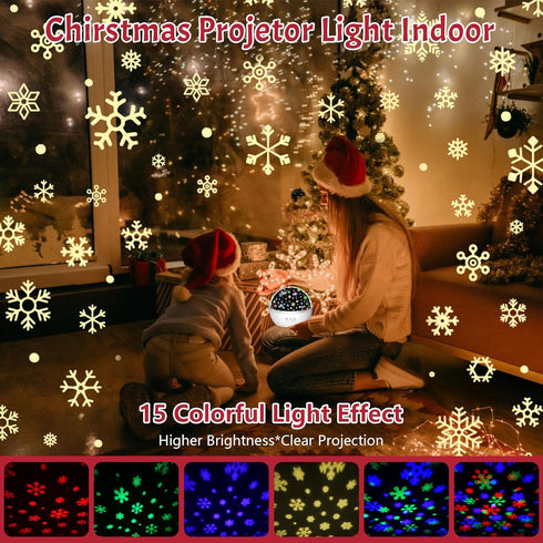 Christmas Projector Night Light Indoor, Snowflake NightLight for Room Decor, Kids Star Projector Night Light
