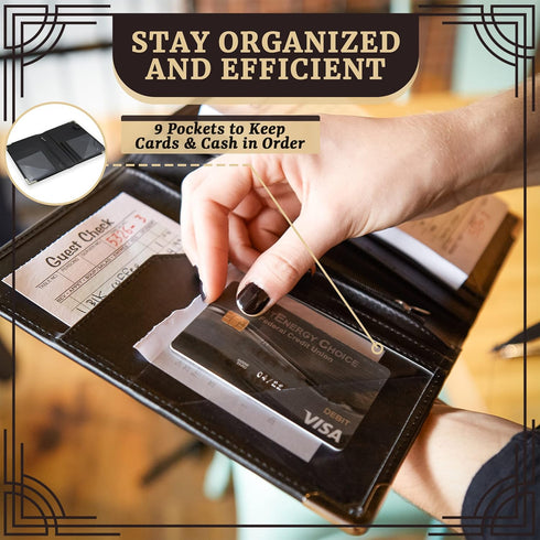 Professional Dual Core Server Book for Waitress, Deluxe Organizer with Metal Corners, Sturdy Surface, Server Books