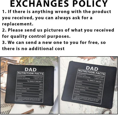 Dad Nutritional Facts Mouse Pad, Funny Gag Gift for Men, Birthday, New Daddy, Papa, 9.5 x 7.8 Inches