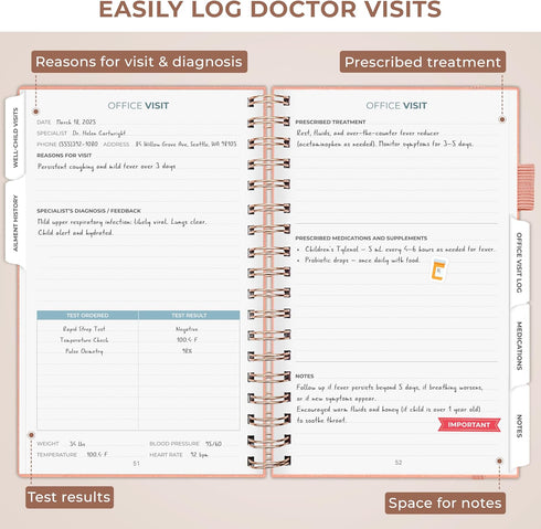 Clever Fox My Child's Health Record Keeper Child & Baby Medical Records Organizer Log Book Childcare Journal Notebook