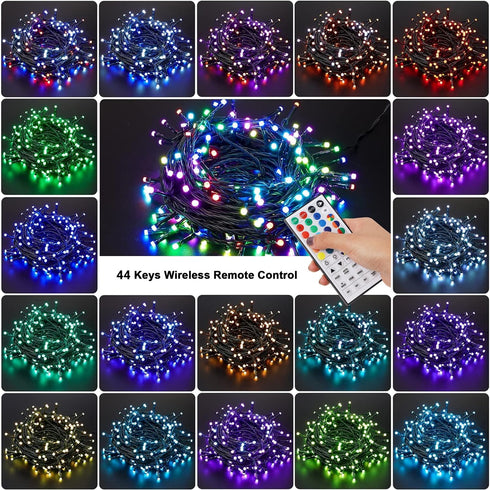 98.5ft 300 8 LJLNION Christmas Lights Color Changing with Remote, LED RGB Fairy String Lights Halloween Decorative