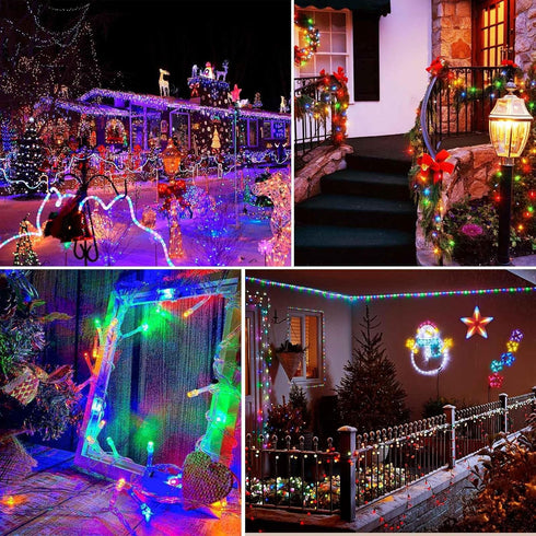 88FT 240LED Connectable String Lights Indoor Outdoor Clear Wire, Warm WhiteMulticolor Christmas String Lights, Plug