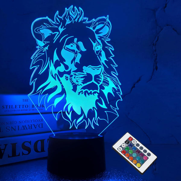 FULLOSUN Lion Night Light, King Lion Gift 3D Illusion Lamp for Kids