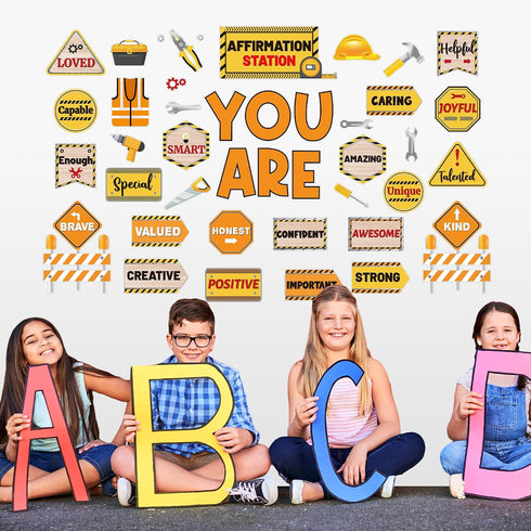 Sets Set Construction Bulletin Board Decoration Construction Affirmation Station Bulletin Board Inspirational