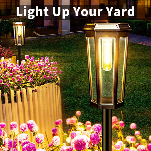 Generic 3000K 2 Pack Solar Pathway Lights, LED Solar Lights Outdoor Waterproof, Garden Lighting for Yard Path Landscape