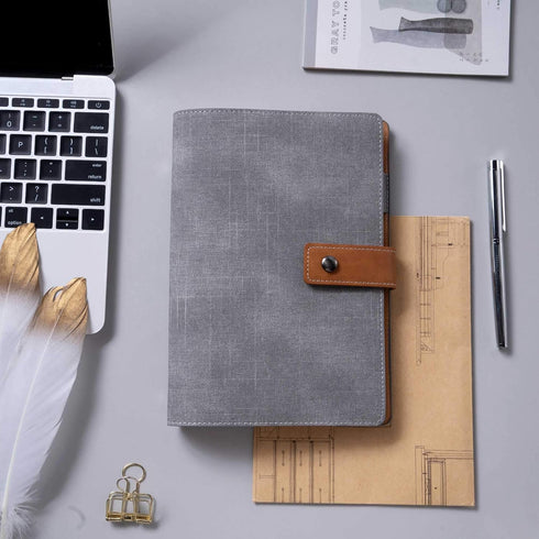 CAGIE A5 Refillable Faux Leather Traveler Notebook Binder, 6 Ring Personal Organizer for Men Women