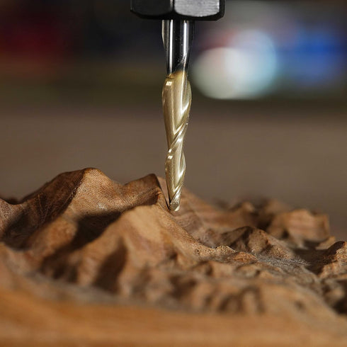 SpeTool Tapered Ball Nose End Mill 1/4" Shank, 1/16" Cutting Radius, ZrN Coated for 3D Carving Engraving Router Bit