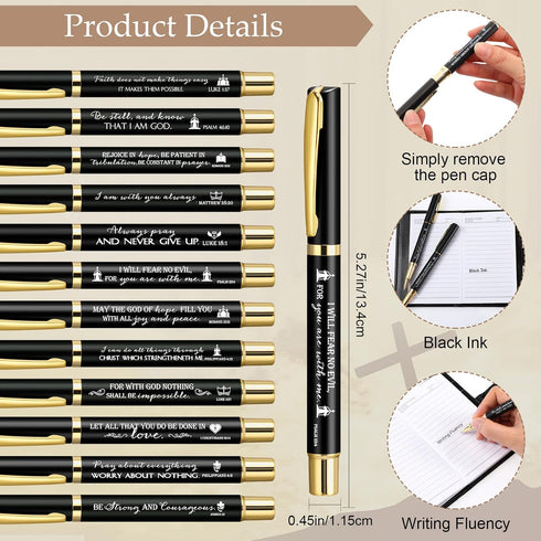 Spakon 12 Sets Christian Gifts, Leather Bible Study Notebook, Verse Ballpoint Pen, Prayer Journal for Men Women