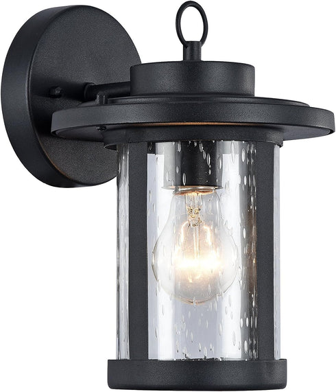 Transitional 1 Light Black Outdoor Wall Sconce 10" Height