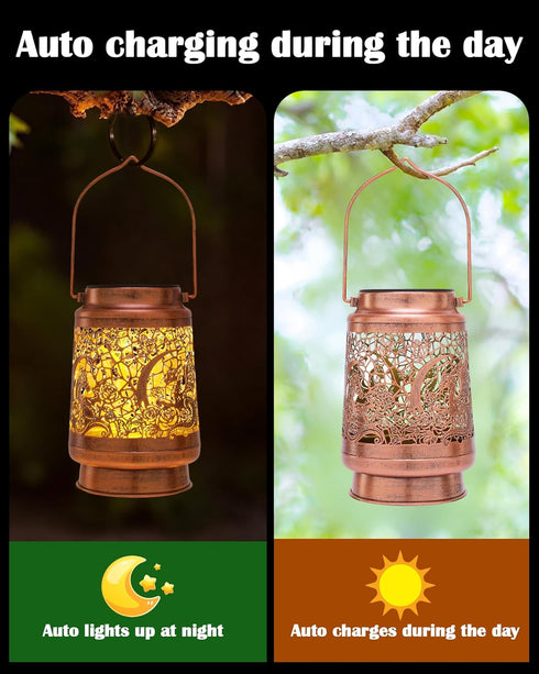 Dragon Decor Solar Lanterns - Waterproof Hanging Lights for Outdoor Garden Patio Lawn Pathway Metal Yard Lighting