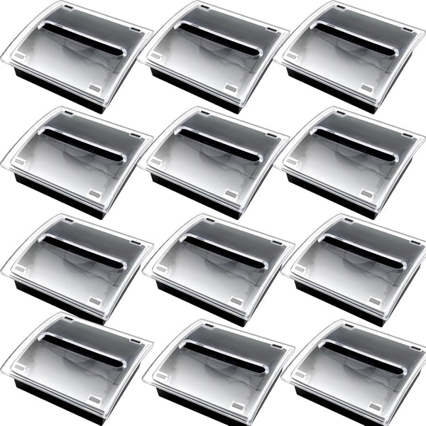 Pop Up Sticky Note Dispenser Holder with Transparent Top for 3 x 3 Inch Sticky Notes, Black Base Clear Top (12)