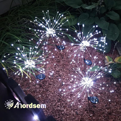 120 Anordsem Solar Garden Lights Outdoor: Bendable Copper Wire with LED Firework Beads - White Waterproof DIY Fairy