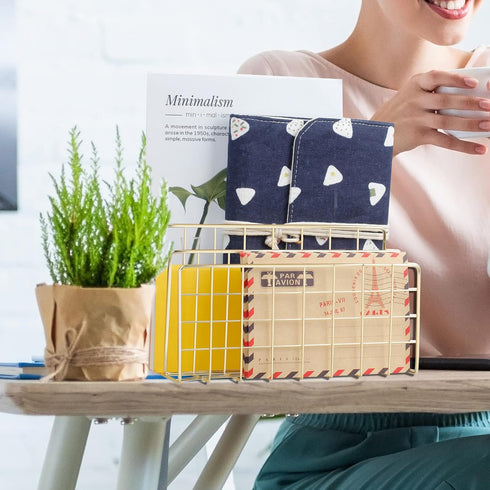 Metal Wire Desktop Mail Organizer, File Sorter, Magazine Rack for Letters, Mails, Books, Postcards (3 Slot, Gold)