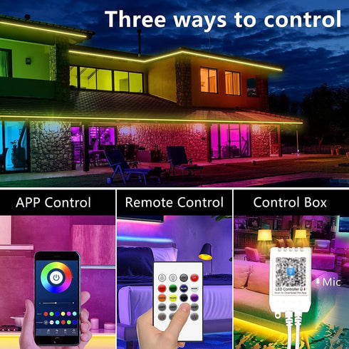 200 GUPUP FT LED Strip Lights,Color Changing LED Lights for Bedroom,Built-in-Mic,Music Sync Tape Lighting,Phone Smart