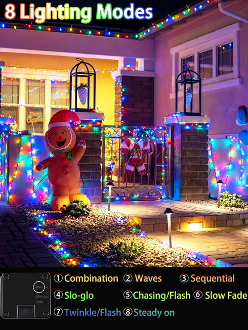 4 Pack 180FT 320 8 Solar Christmas Lights Outdoor Waterproof, Super Bright LED Solar String Lights with Lighting Modes
