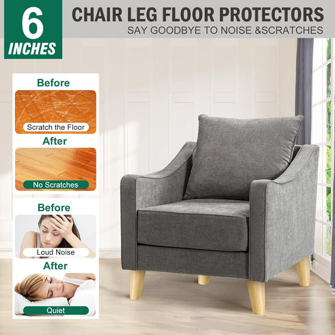 FoDau770 6 Inches, Set 8, 5/16" Rubber Wood Furniture Legs Slant Tapered Wood Feet Mid Century Sofa Legs of UNC
