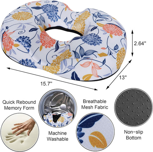 Donut Pillow Seat Cushion for Tailbone Pain Relief and Hemorrhoids, Memory Foam Car Seat Cushion for Long Sitting Work,