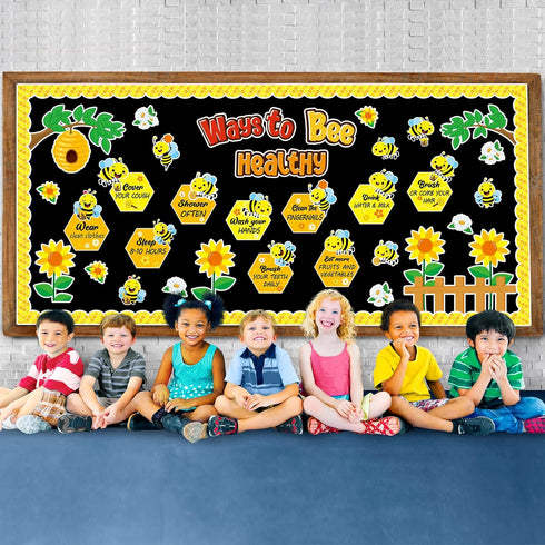 Spring Bee Classroom Decoration, Ways to Bee Healthy Bulletin Board, Healthy Paper Cutouts for School Wall Decor