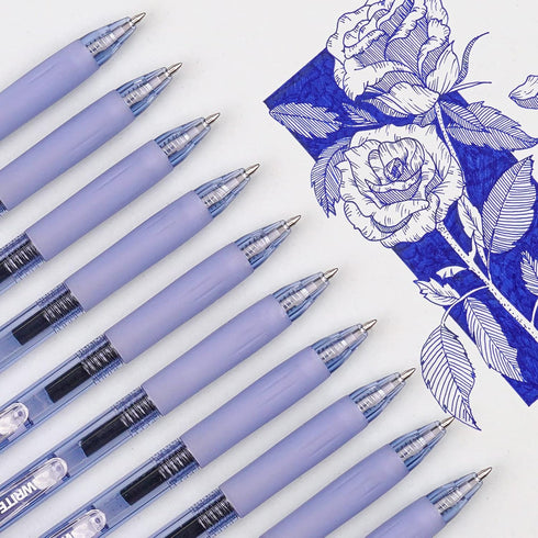 WRITECH Fine Point Gel Pens, Retractable 0.7mm Blue-Ink Color Pen for Journaling Smooth Writing No Bleed Set 10ct