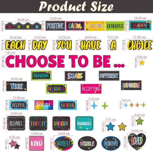 Motivational Bulletin Board Set Colorful Inspirational decoration for Classroom Motivational Posters Choose to Be Positive Accent Cutouts Colorful Bulletin Boards for Teachers School Wall Supplies