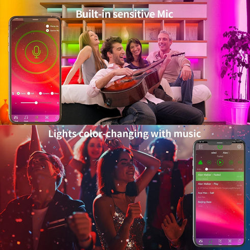 50ft KSIPZE Led Lights for Bedroom Led Strip Lights with Remote RGB Color Changing Music Sync Smart App Control