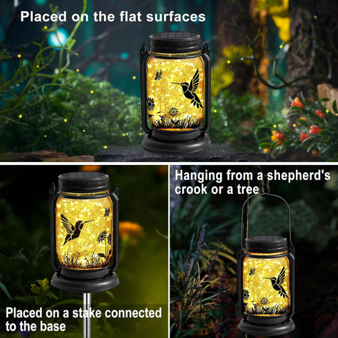 Hummingbird YJFWAL Solar Lanterns Outdoor Waterproof - Mothers Day Gifts for Women Mom Grandma Birthday, Mason Jar