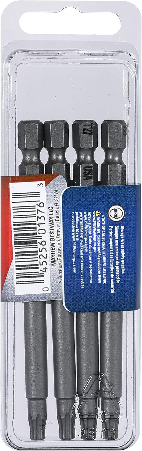 Mayhew Tools 19338-4 USA Torx Power Bit, T27 x 3.5", 4-Pack