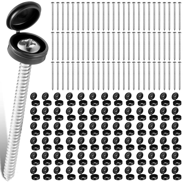 Shknldzsm 3 Inch Shutter Screws and Caps Hinged Screw Covers with Plastic Black