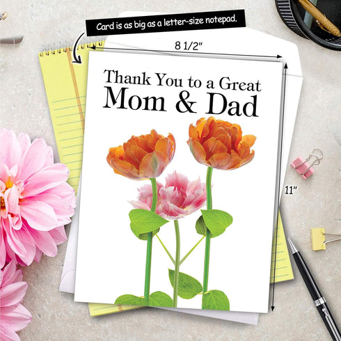 Huge Thank You Card NobleWorks (8.5 x 11 Inch) Relative Appreciation Gift - Thank You To A Great Mom and Dad J9105