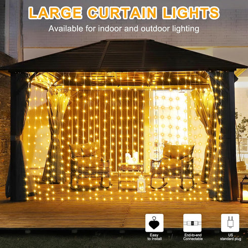 600 20Ft 10Ft echosari LED Curtain Lights Plug in, x Connectable Dual Color Changing Fairy Lights Curtain Outdoor