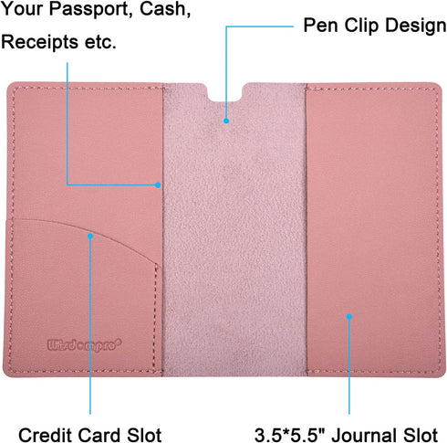 Wisdompro 2 Pack Journal Cover, PU Leather Notebook Cover for Field Notes or 3.5" x 5.5" Pocket Notebooks - Pink