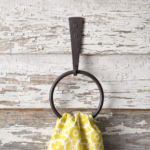 CTW Home Collection Iron Strap Towel Ring, 5" Width x 1" Depth x 9" Tall